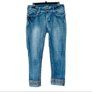 Wallflower Rhinestone & Embroidered Crop Jeans 11